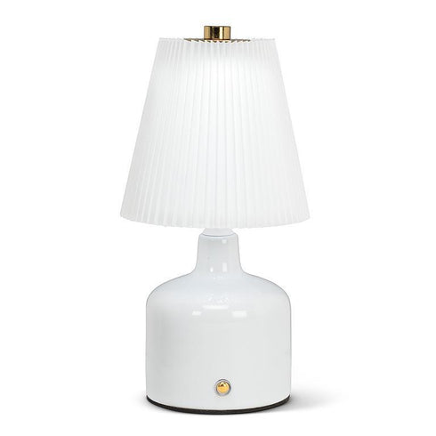 Small LED Lamp with Pleated Shade - white
